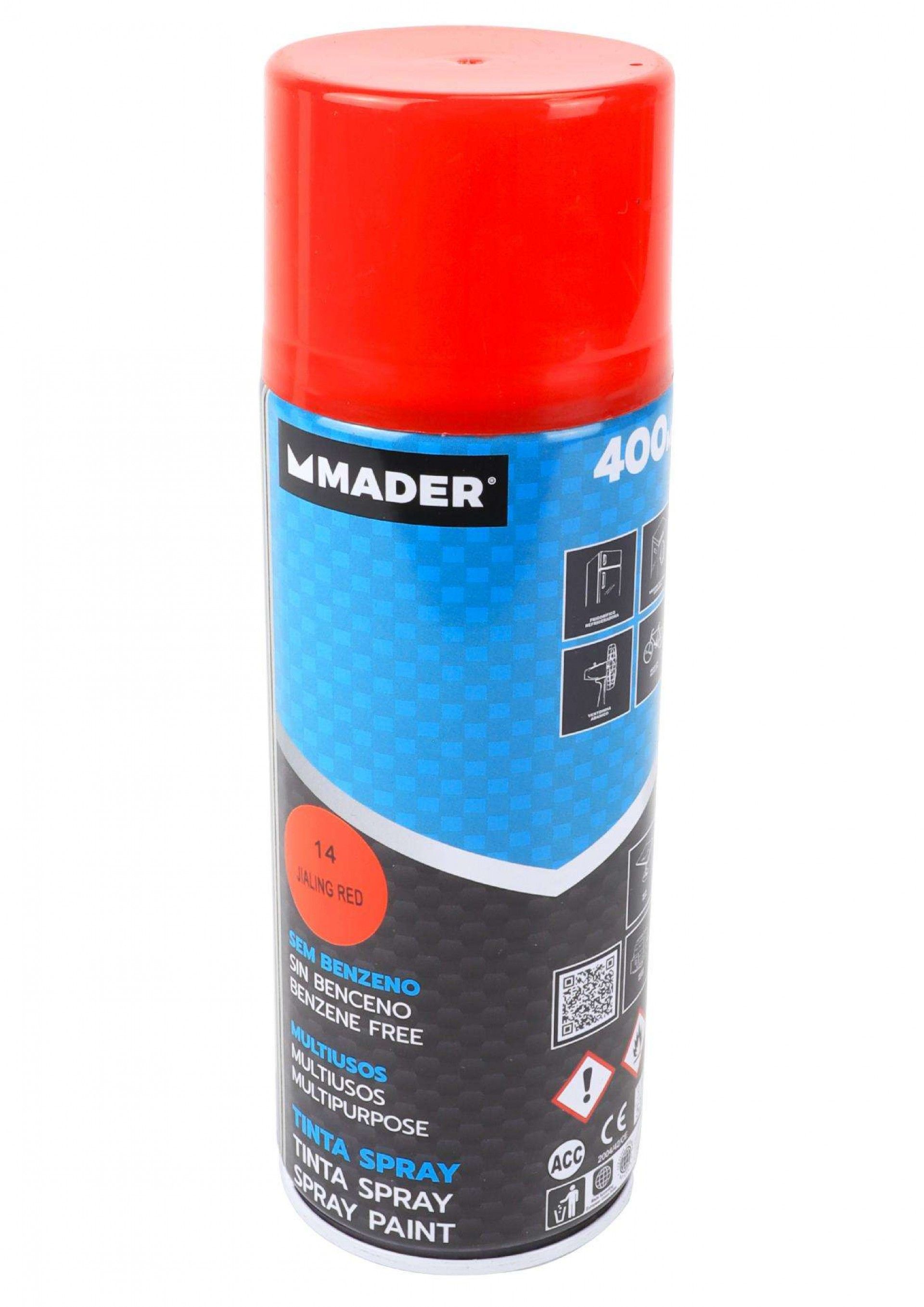 Tinta Spray Multiusos, Jialing Red, refª 14, 400ml refª 79435 MADER
