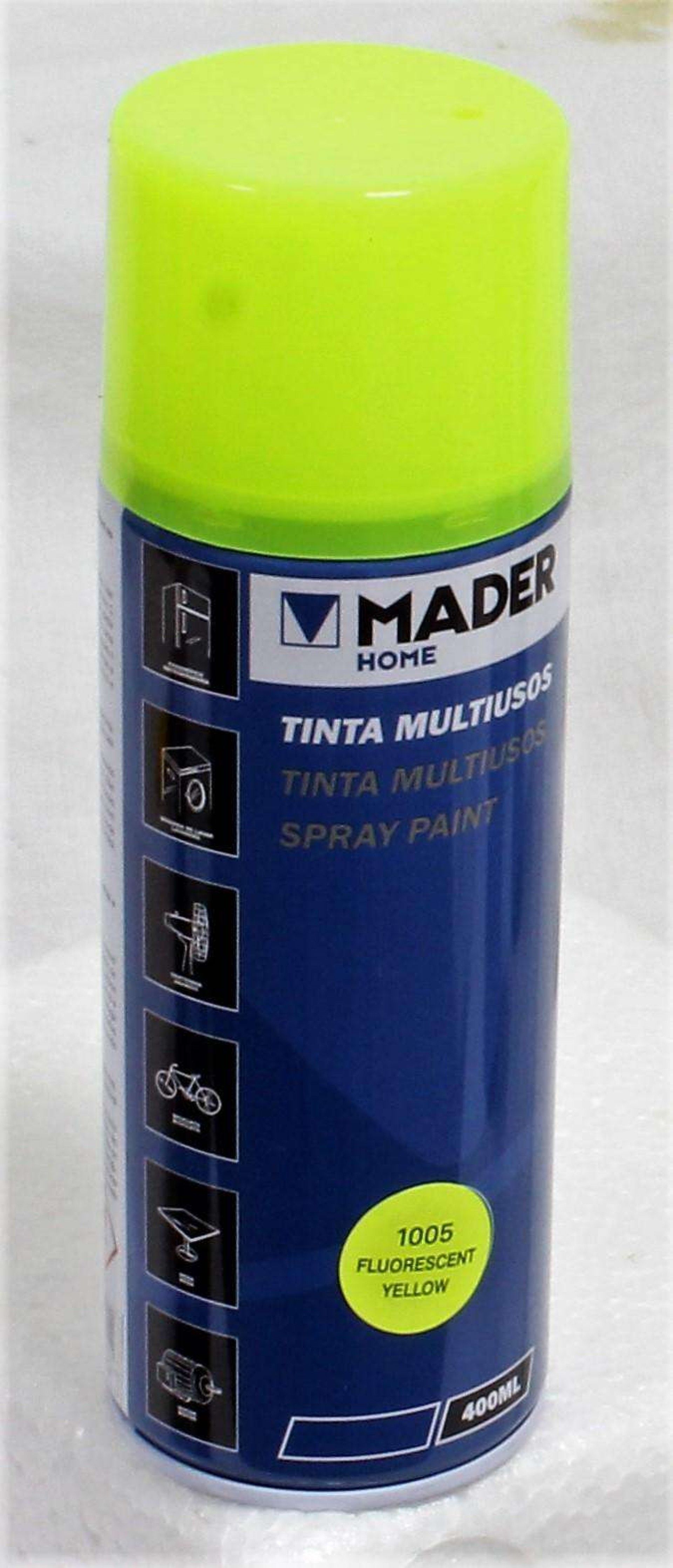 Tinta Spray Multiusos, Fluorescente Yellow, refª 1005, 400ml refª 79424 MADER