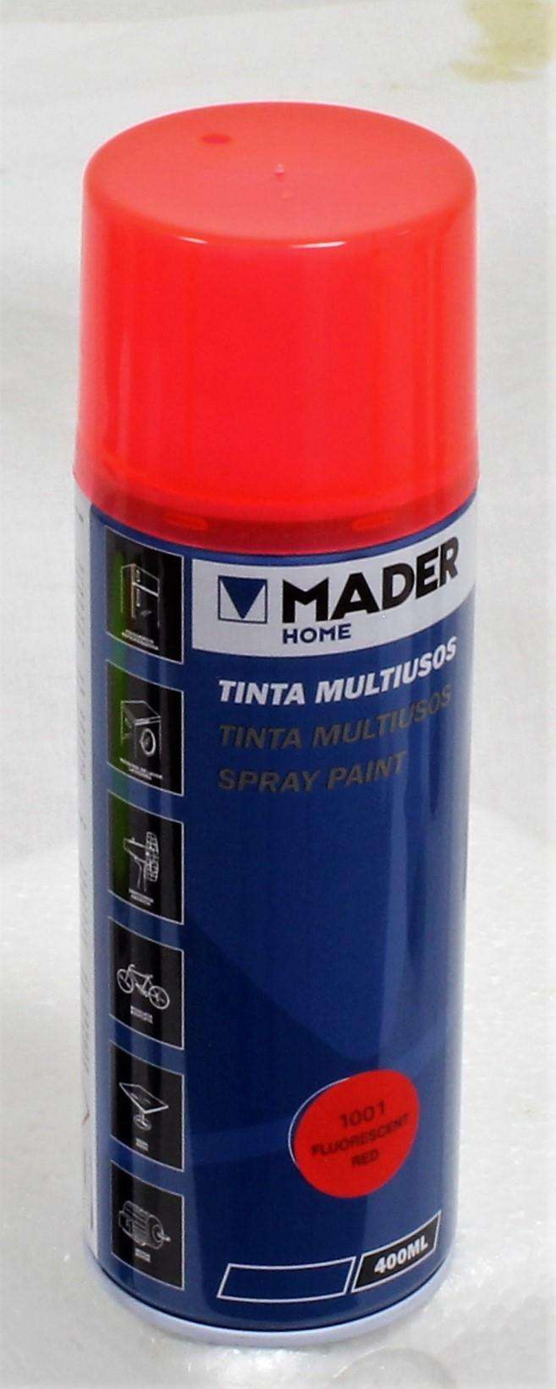 Tinta Spray Multiusos, Fluorescente Red, refª 1001, 400ml refª 79423 MADER