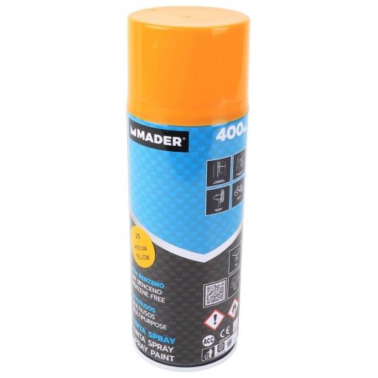 Tinta Spray Multiusos, Medium Yellow, ref 25, 400ml ref 79420 MADER