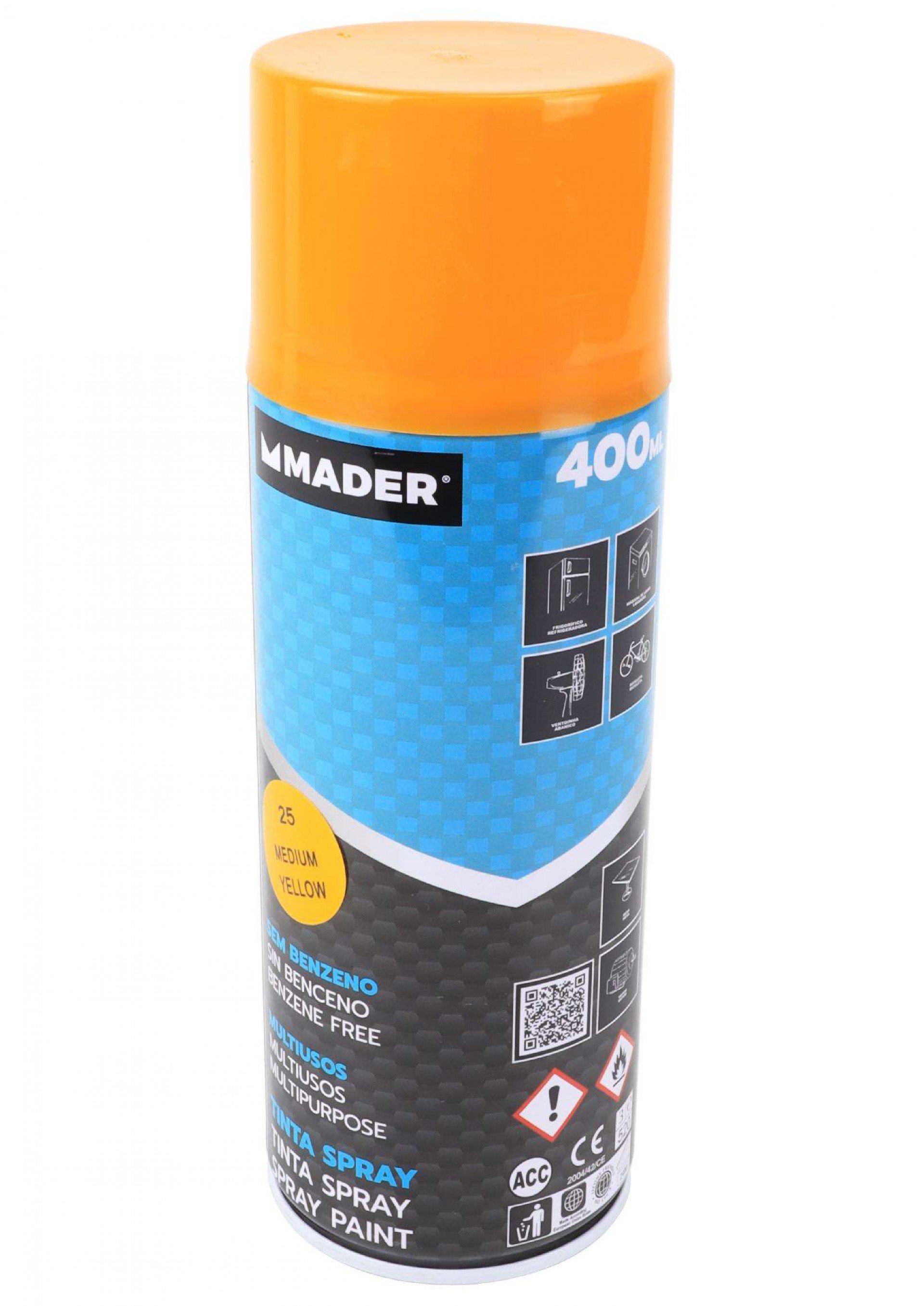 Tinta Spray Multiusos, Medium Yellow, refª 25, 400ml refª 79420 MADER