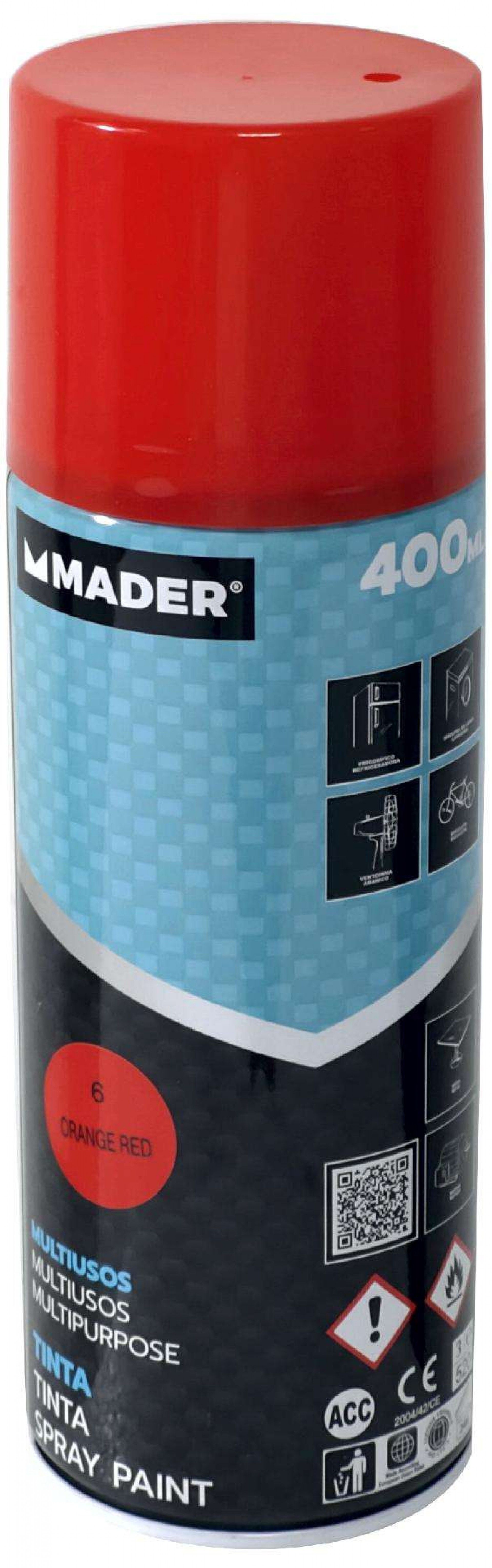Tinta Spray Multiusos, Orange Red, refª 6, 400ml refª 79402 MADER