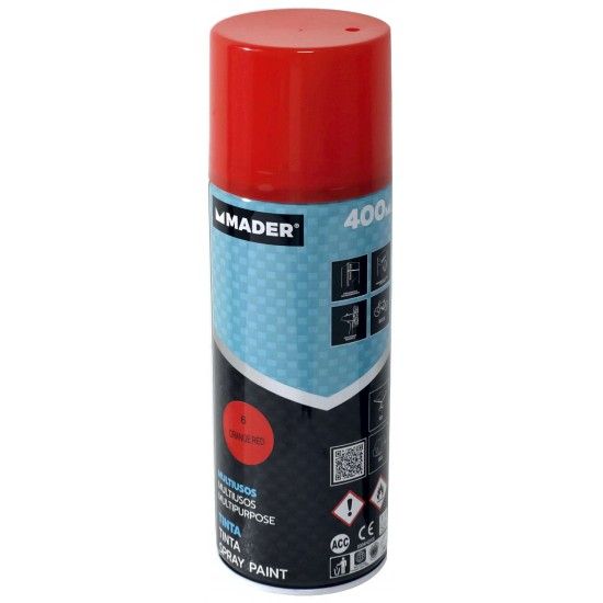 Tinta Spray Multiusos, Orange Red, ref 6, 400ml ref 79402 MADER