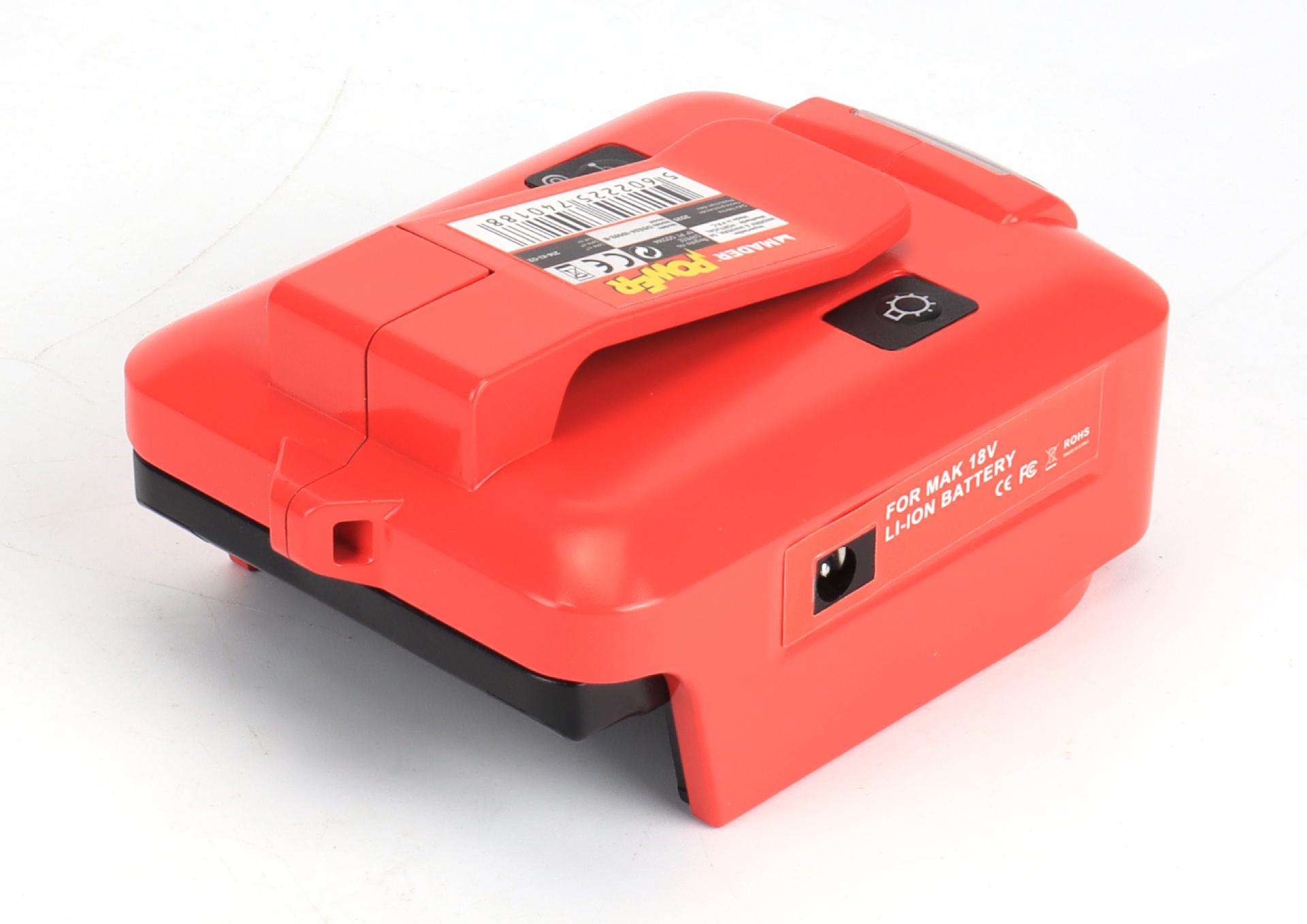 Adaptador com Lanterna, USB A + C, 18V - MADER POWER® ref. 74018 MADER