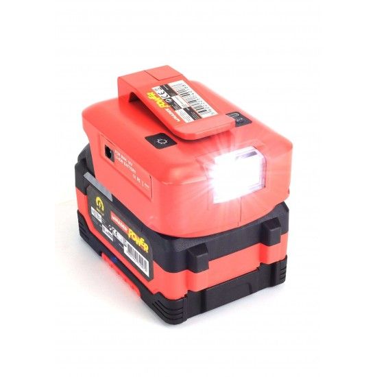 Adaptador com Lanterna, USB A + C, 18V - MADER POWER® ref. 74018 MADER Adaptador com Lanterna, USB A + C, 18V - MADER POWER® ref. 74018 MADER