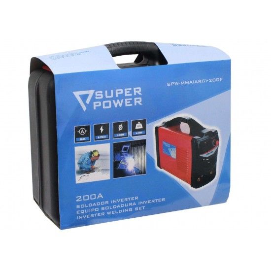Soldador Inverter, 200A  ref 73210 SUPER POWER