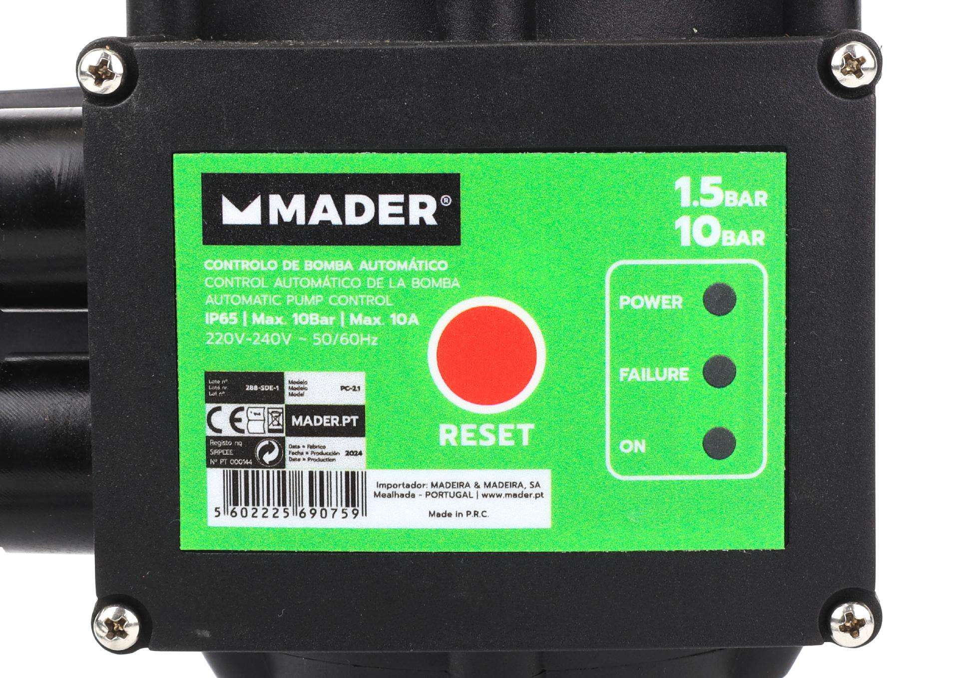 Pressóstato Automático, 10Bar ref. 69075 MADER