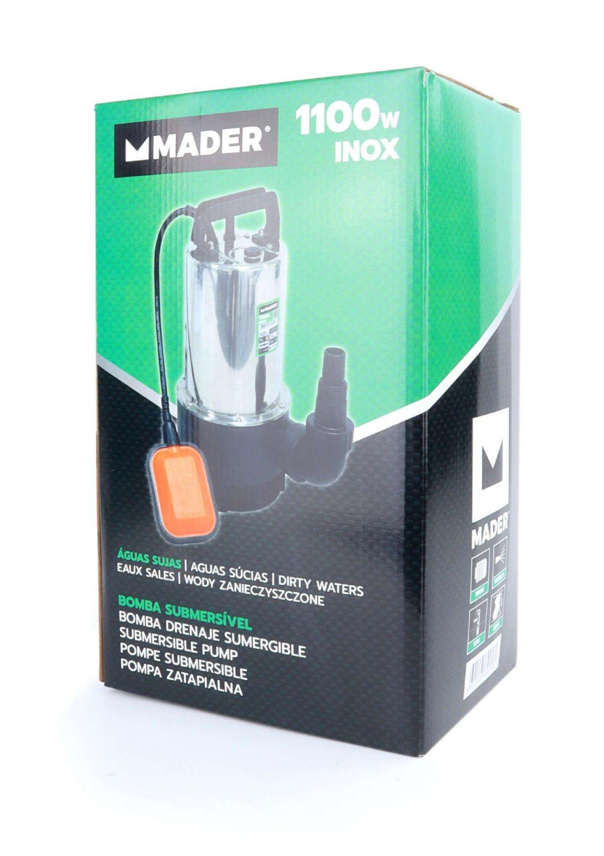 Bomba Submersível, Águas Sujas, 1100W, 15500 L/h refª 69058 MADER