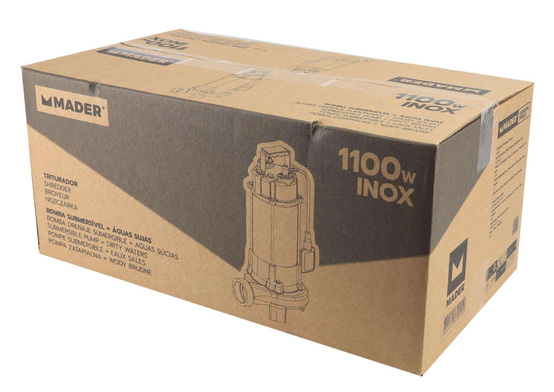 Bomba Submersível, Águas Sujas, 1100W, com Triturador refª 69045 MADER