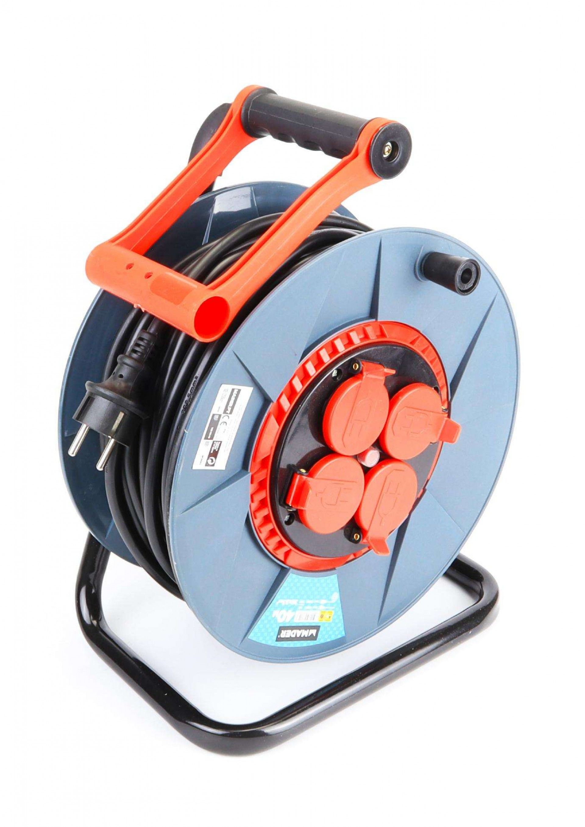 Extensão Elétrica, com Enrolador, com Tampa, 40m, 3G2,5mm²- MADER®Home Tools refª 68602 MADER