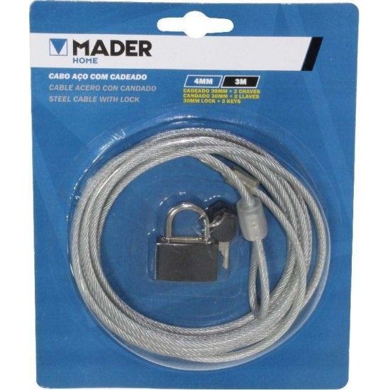 Cabo A�o com Cadeado, 4mmx3m ref� 68198 MADER