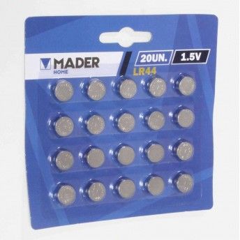 Pilhas Alcalinas, 1.5V, LR44, 20Un ref 68095 MADER