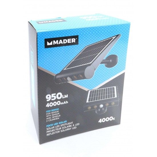 Foco Led, 700 / 950 Lm, Painel Solar ref 68086 MADER