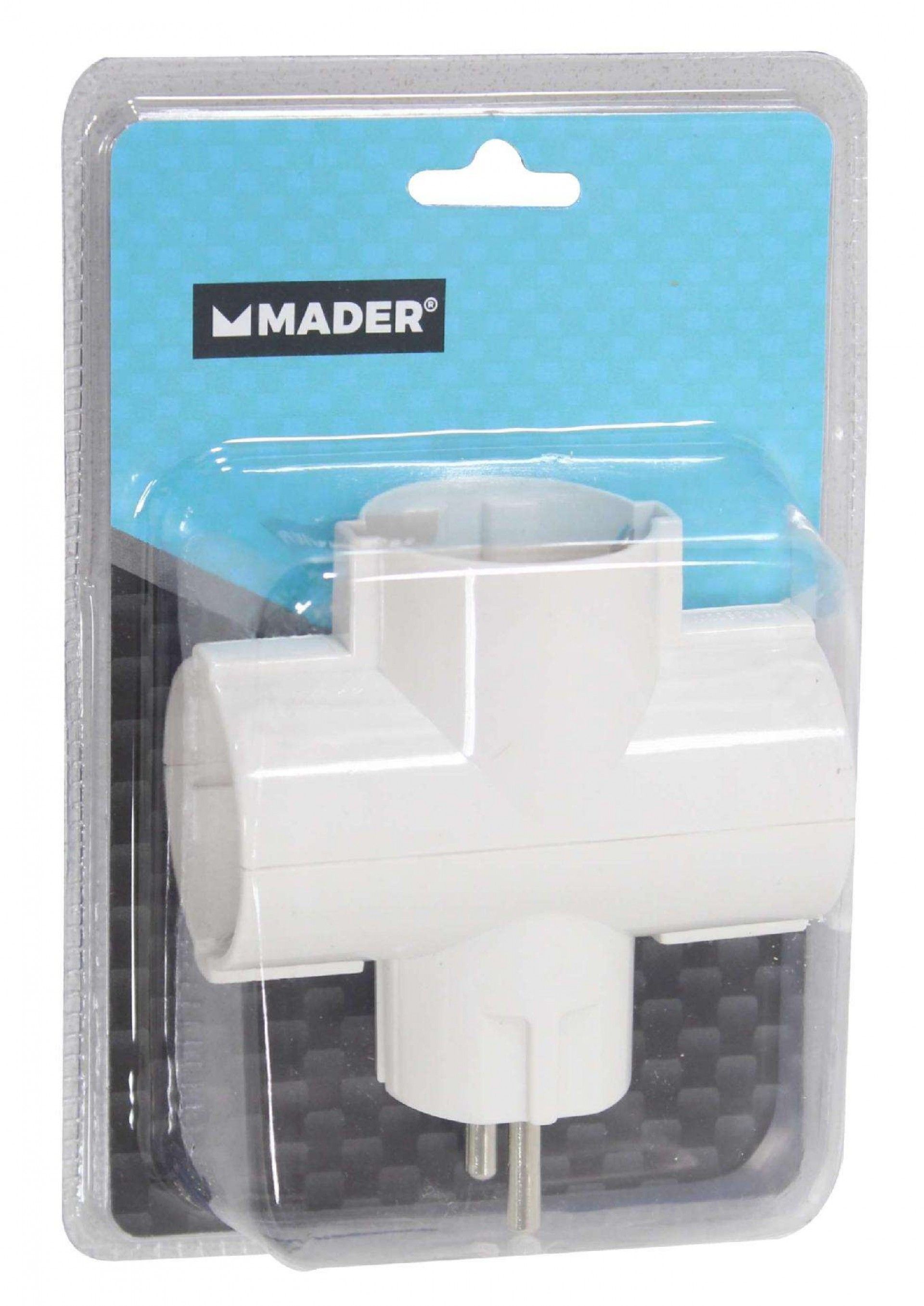 Ficha Elétrica Tripla com Terra refª 68040 MADER