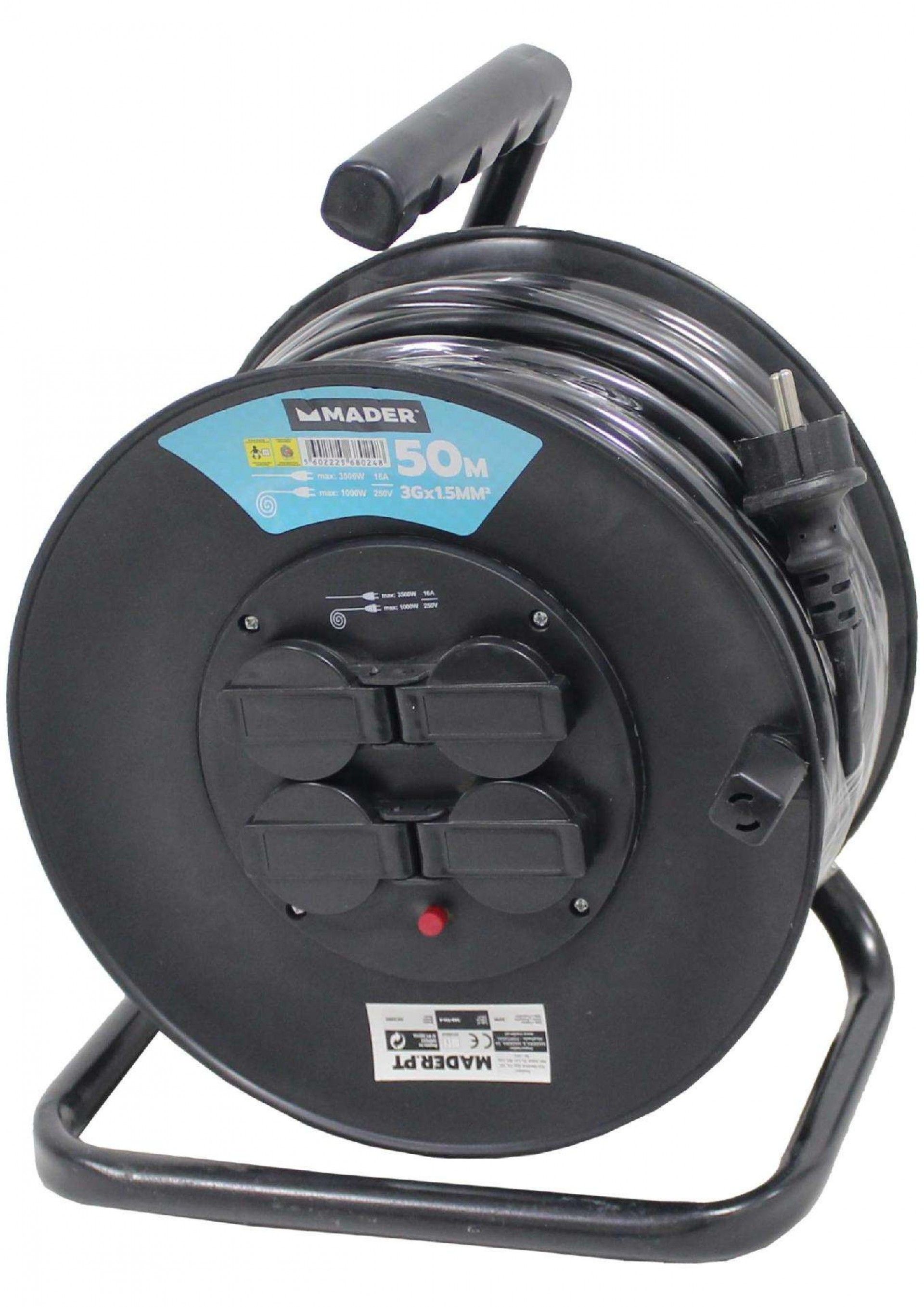 Extensão Elétrica, Com Enrolador, 50m refª 68024 MADER