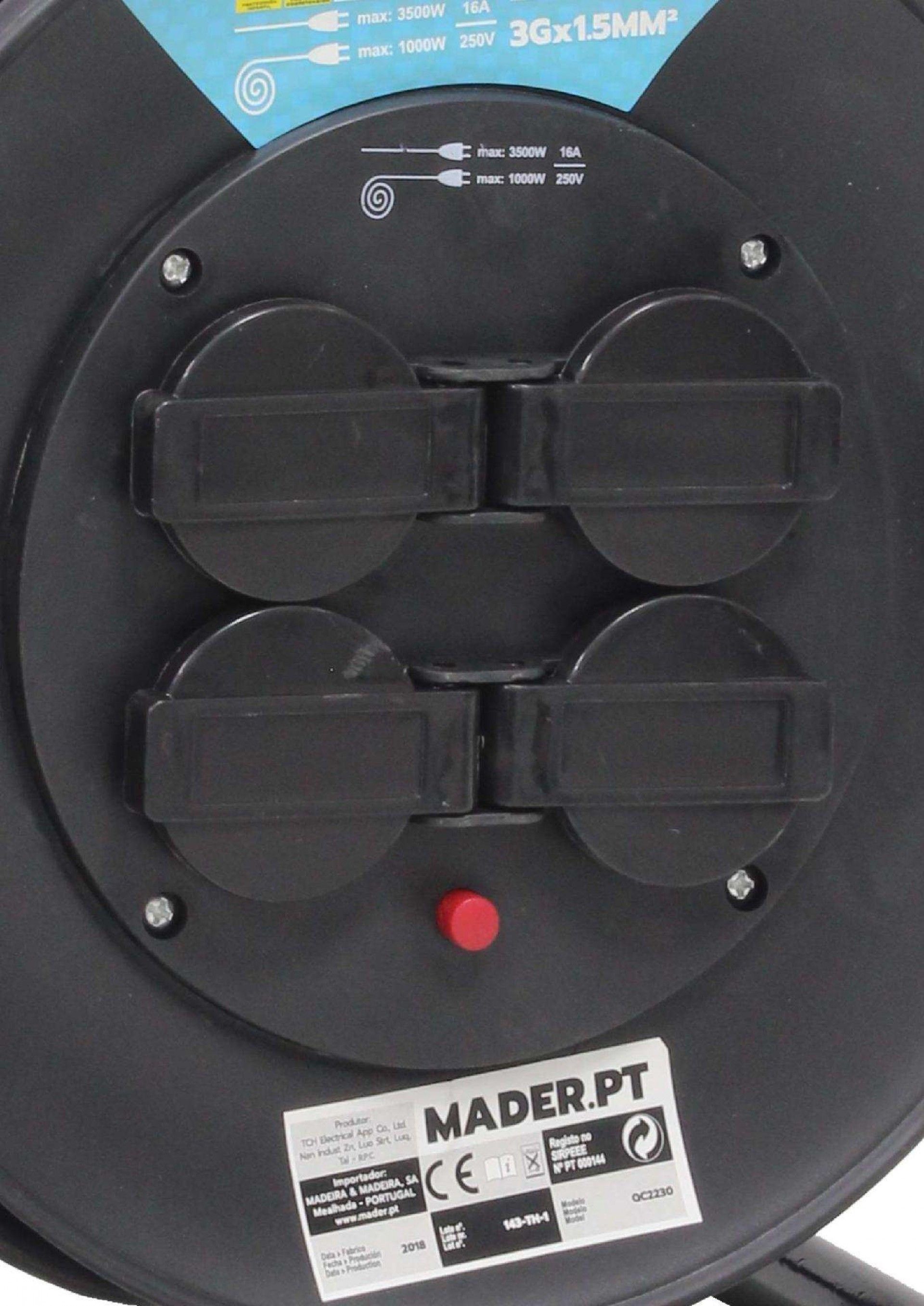 Extensão Elétrica, Com Enrolador, 50m refª 68024 MADER