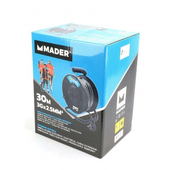 Extensão Eléctrica, com Enrolador, 30m refª 68018 MADER Extensão Eléctrica, com Enrolador, 30m refª 68018 MADER