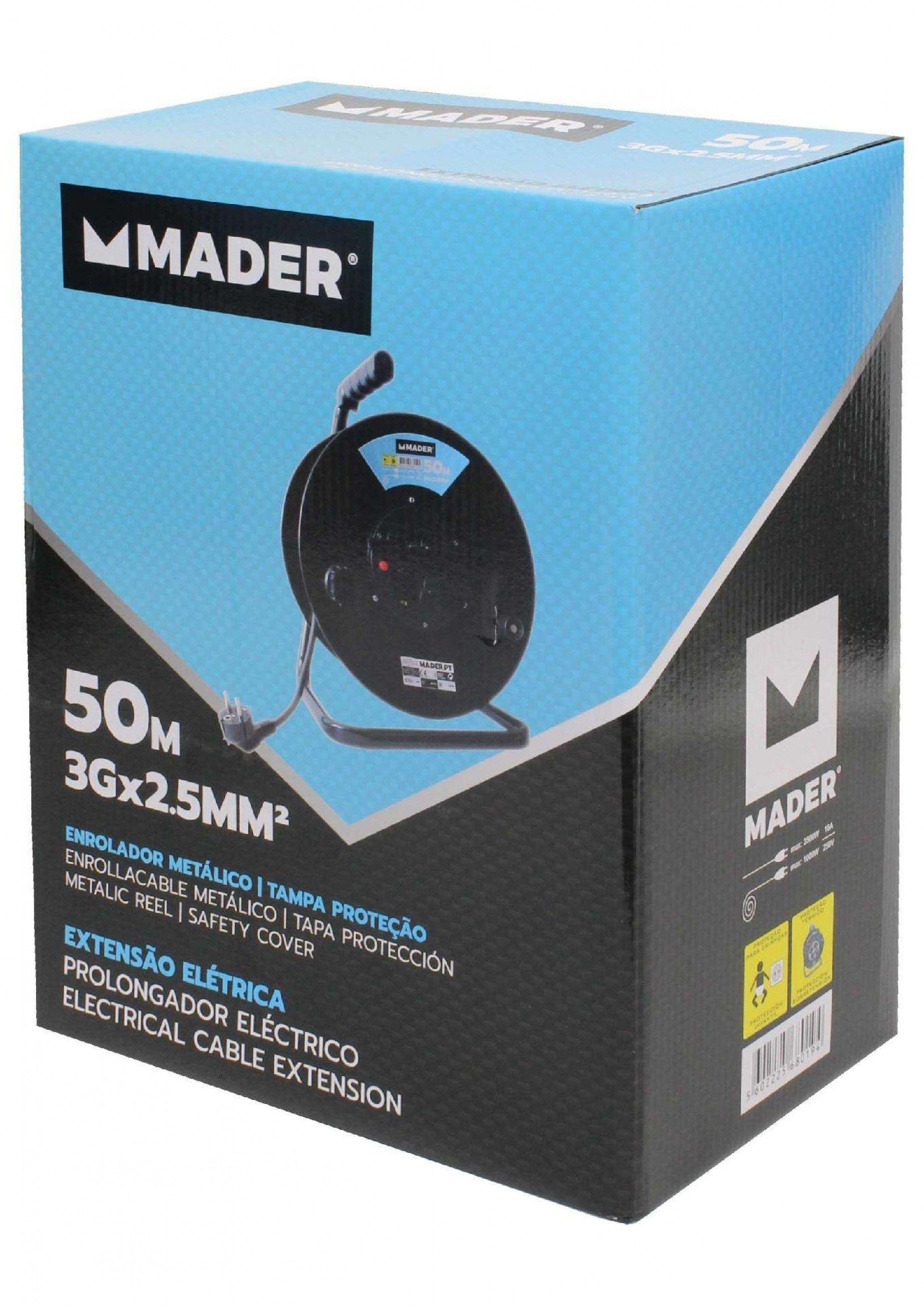 Extensão Eléctrica, com Enrolador, 50m refª 68019 MADER