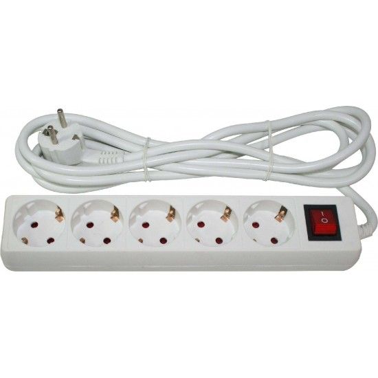 Extenso Eltrica, com Interruptor, 5 Tomadas, 5m, 3G x 1.5mm ref 68002 MADER