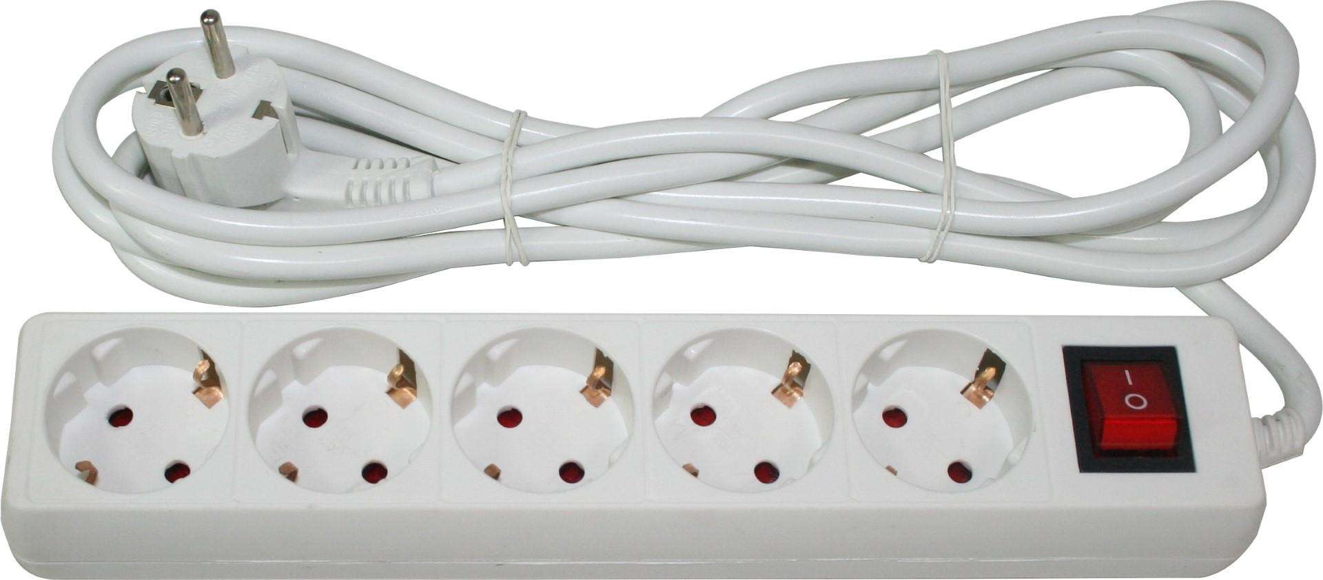 Extensão Elétrica, com Interruptor, 5 Tomadas, 1.5m, 3G x 1.0mm² refª 68000 MADER