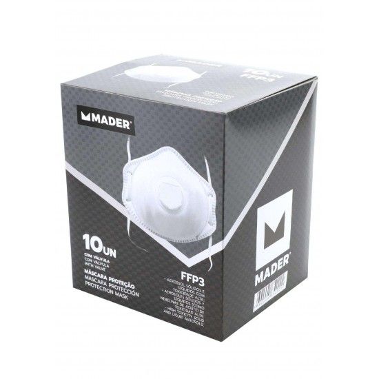 Máscara de Proteção com Válvula, FFP3, 10Un refª 65222 MADER Máscara de Proteção com Válvula, FFP3, 10Un refª 65222 MADER