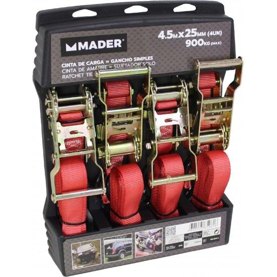 Cinta de Carga, 4.5mx25mm, 900Kg, 4Un ref� 65061 MADER
