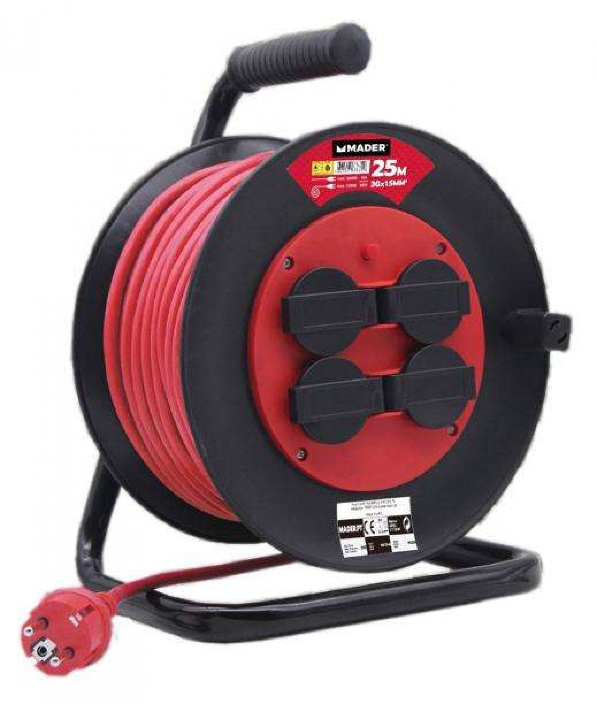 Extensão Elétrica, Enrolador Plástico, 25m, 3G x 1,5mm² ref. 63882 MADER