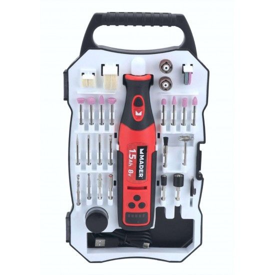 Mini Berbequim Retificador, a Bateria, 8V, 1.5Ah refª 63845 MADER Mini Berbequim Retificador, a Bateria, 8V, 1.5Ah refª 63845 MADER