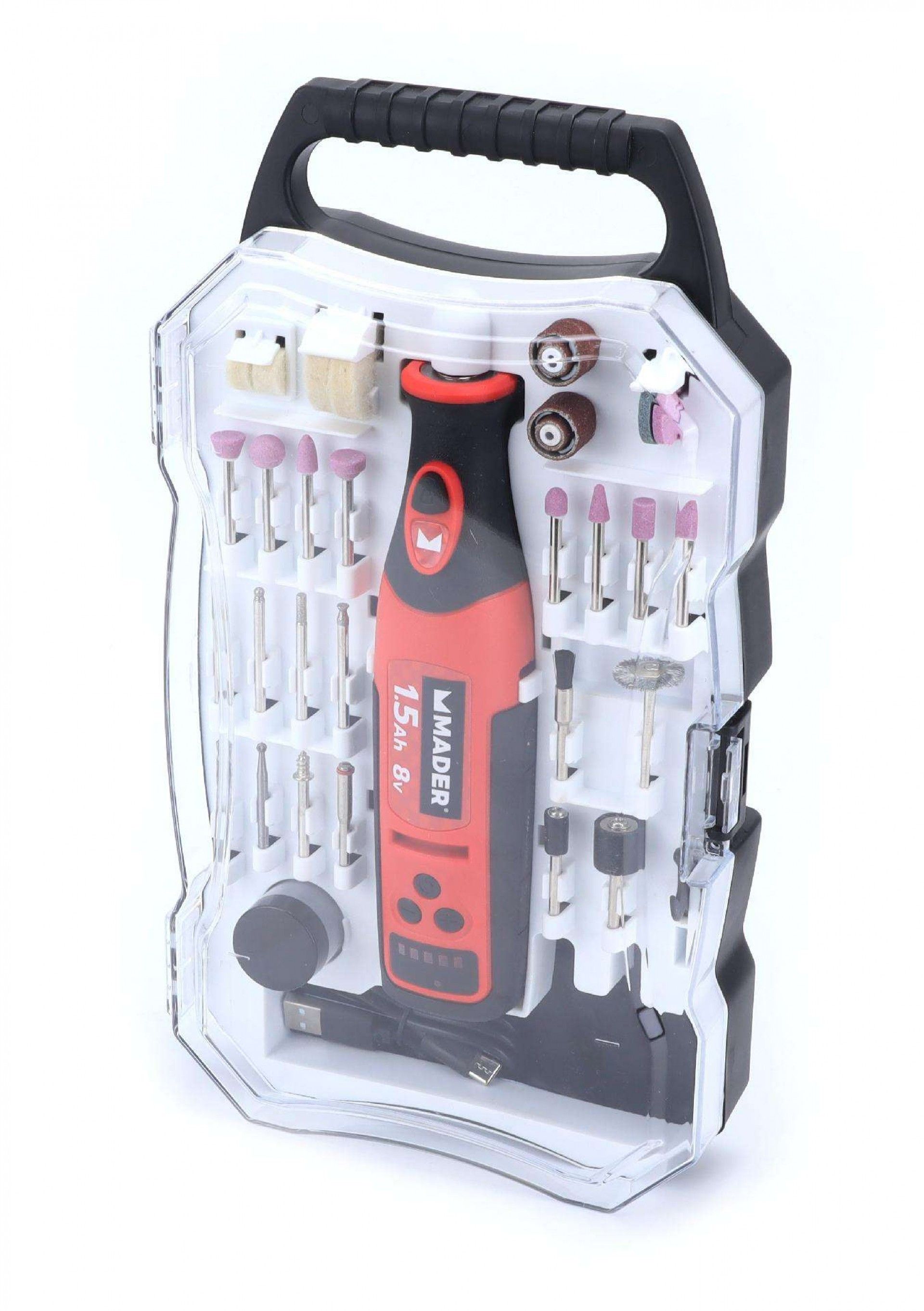 Mini Berbequim Retificador, a Bateria, 8V, 1.5Ah refª 63845 MADER