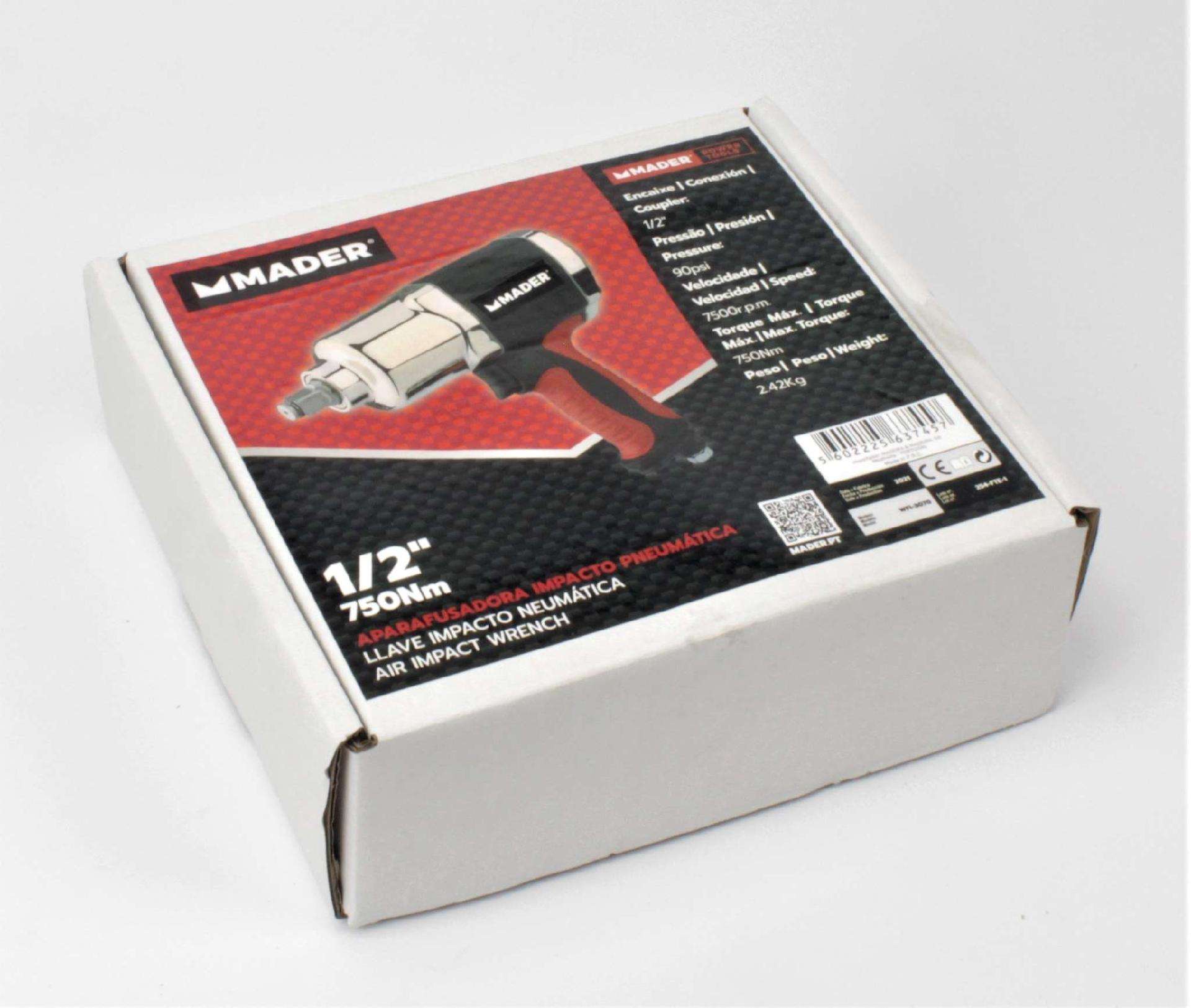 Aparafusadora Pneumática Impacto, 1/2", 750Nm refª 63745 MADER