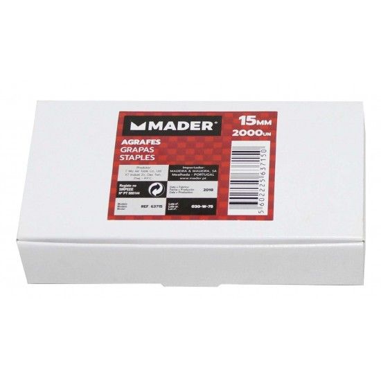 Agrafes, para Pneumtica, 15mm, 2000Un ref 63715 MADER