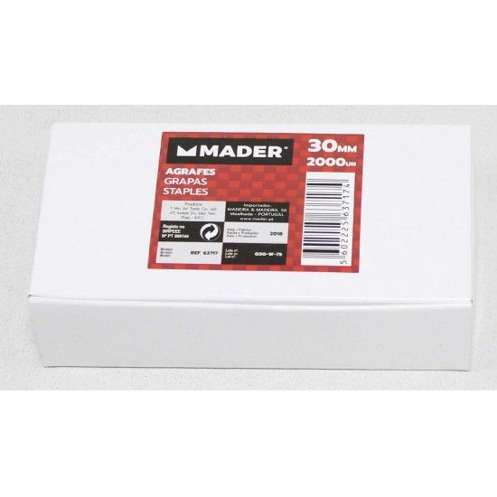 Agrafes, para Pneumtica, 30mm, 2000Un ref 63717 MADER