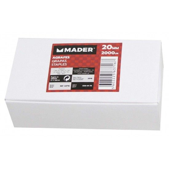 Agrafes, para Pneum�tica, 20mm, 2000Un ref� 63716 MADER