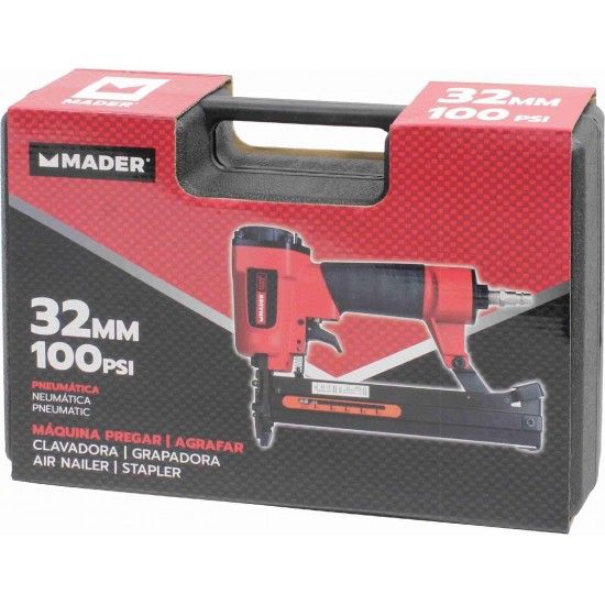 Máquina Pregar/Agrafar Pneumática, 32mm, 100psi refª 63700 MADER Máquina Pregar/Agrafar Pneumática, 32mm, 100psi refª 63700 MADER