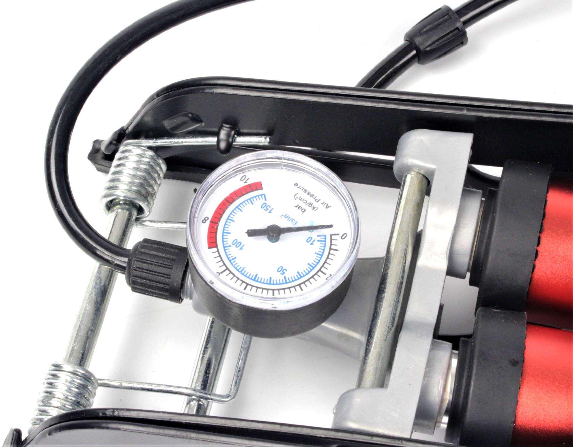 Bomba de Pé Dupla, com Manómetro, 130PSI refª 63641 MADER