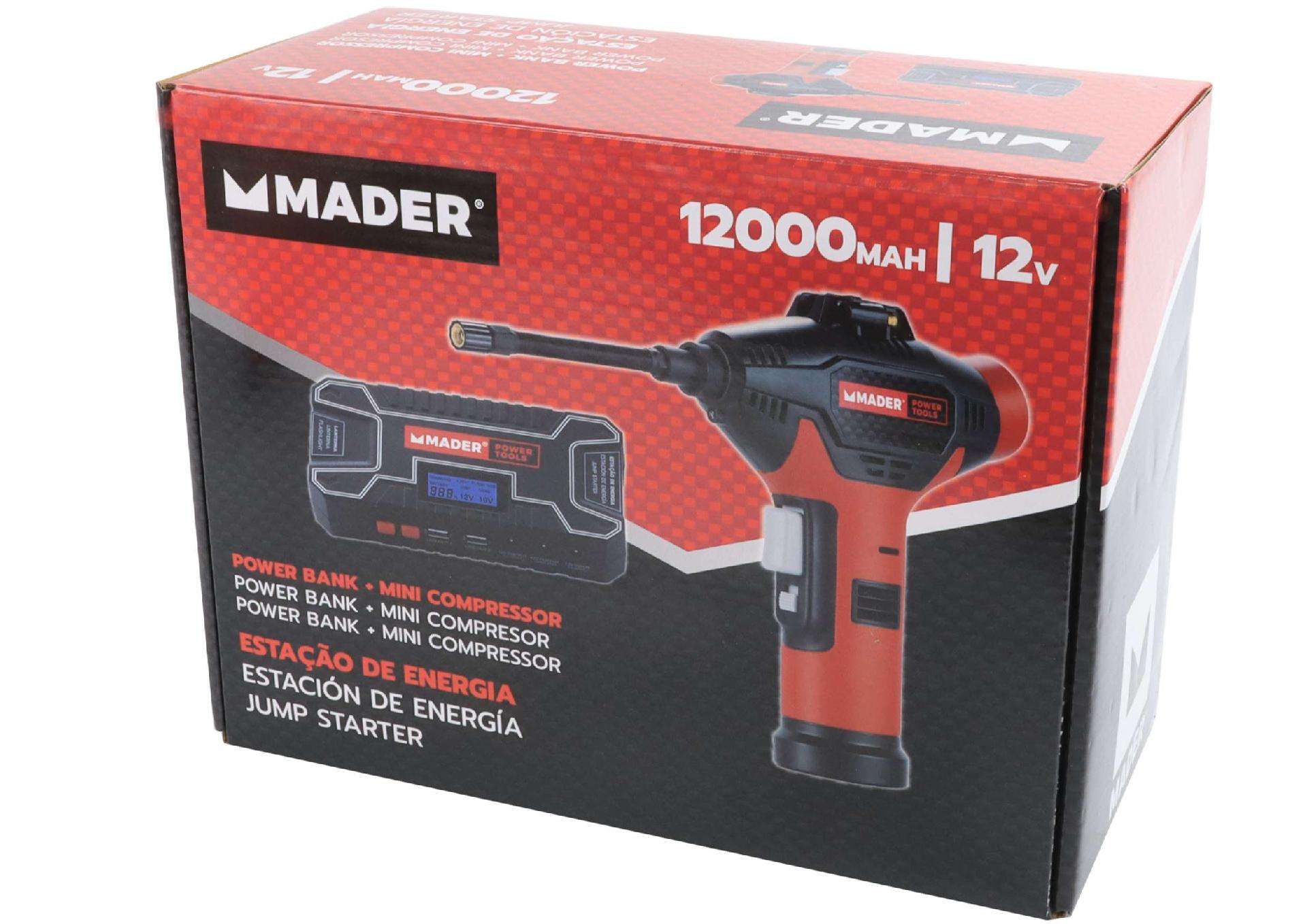 Estação de Energia, 12Ah, Power Bank + Mini Compressor refª 63547 MADER