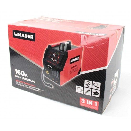 Soldador Inverter, 3 em 1, MMA/MIG-MAG, 160A ref 63527 MADER