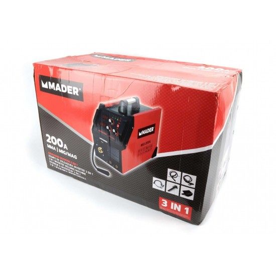 Soldador Inverter, Anti Stick, 3IN1, 200A ref 63470 MADER