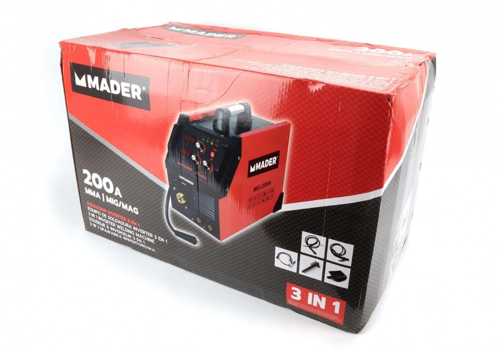 Soldador Inverter, Anti Stick, 3IN1, 200A refª 63470 MADER