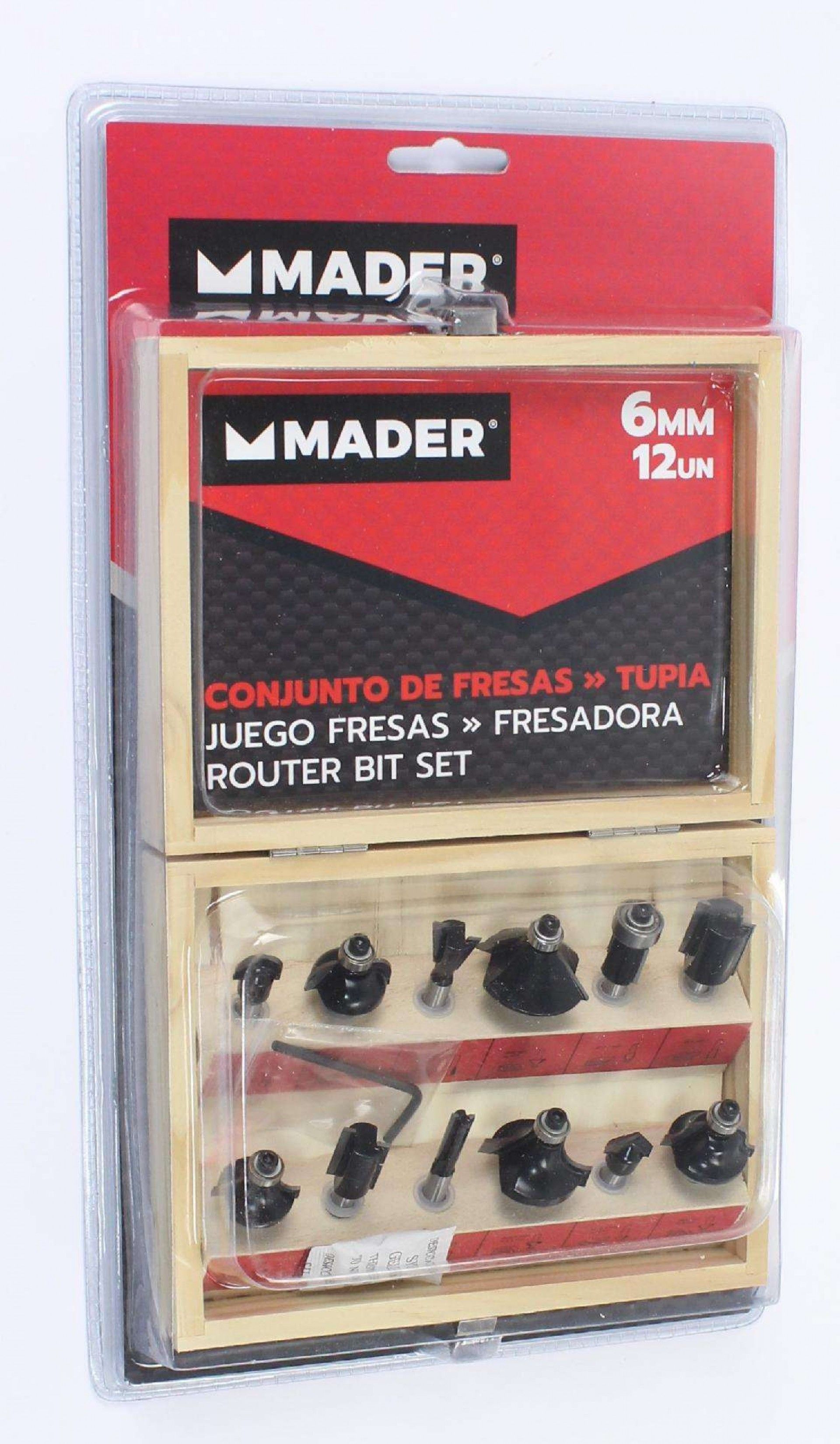 Conjunto de Fresas, Para Tupia, 12UN, 6mm refª 63441 MADER