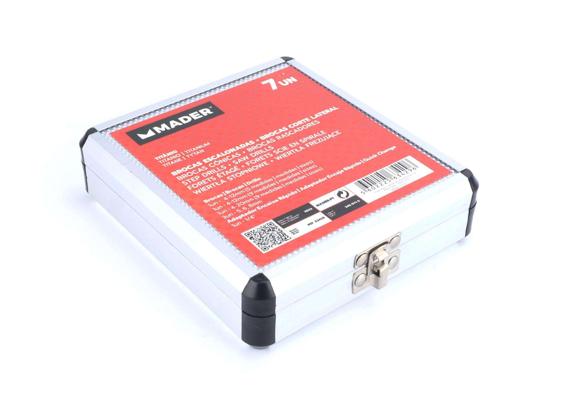 Broca Escalonada + Broca Corte Lateral, Titânio, 7un refª 63429 MADER