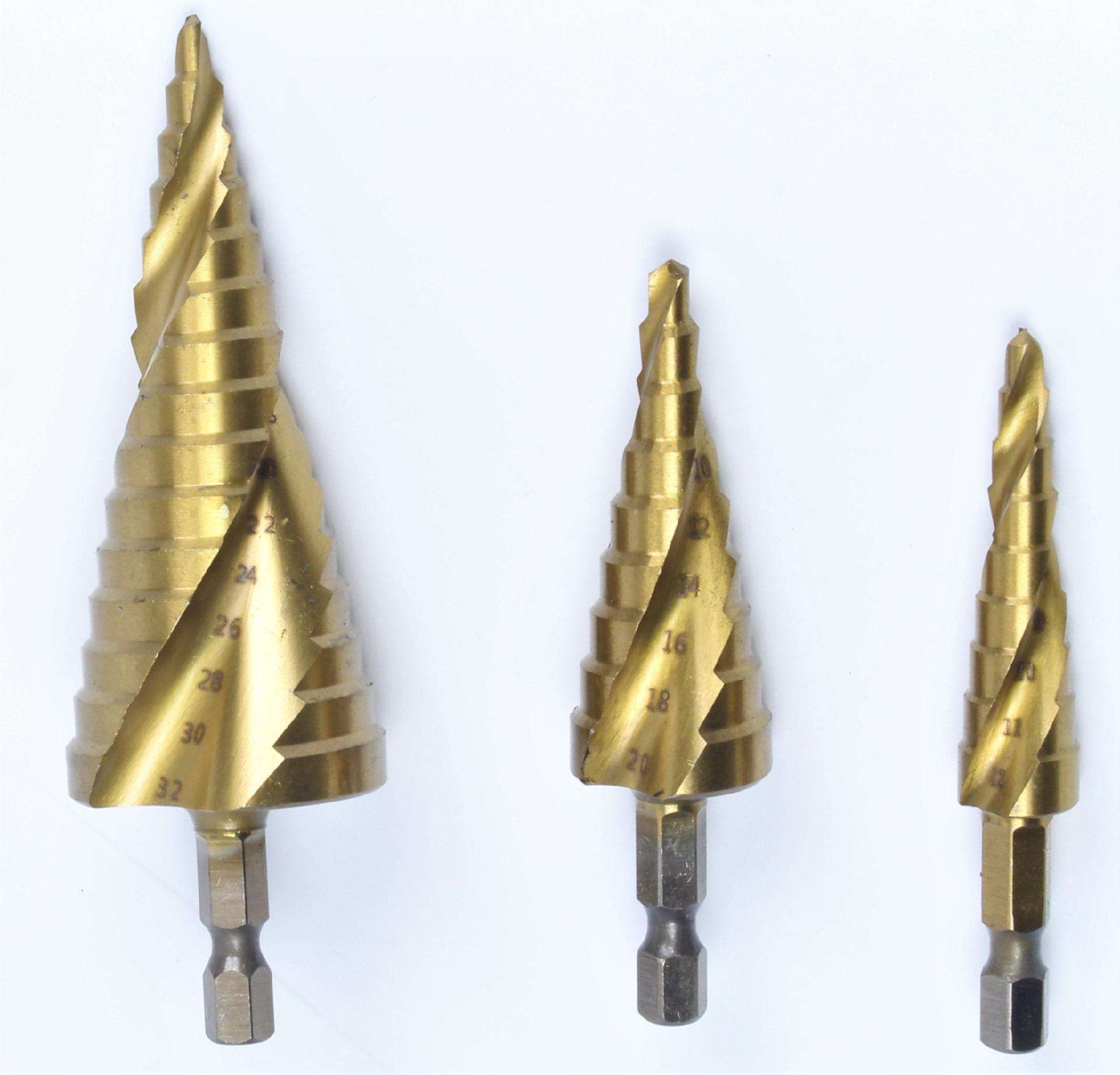 Broca Escalonada, Titânio, para Metais, 3Un refª 63424 MADER