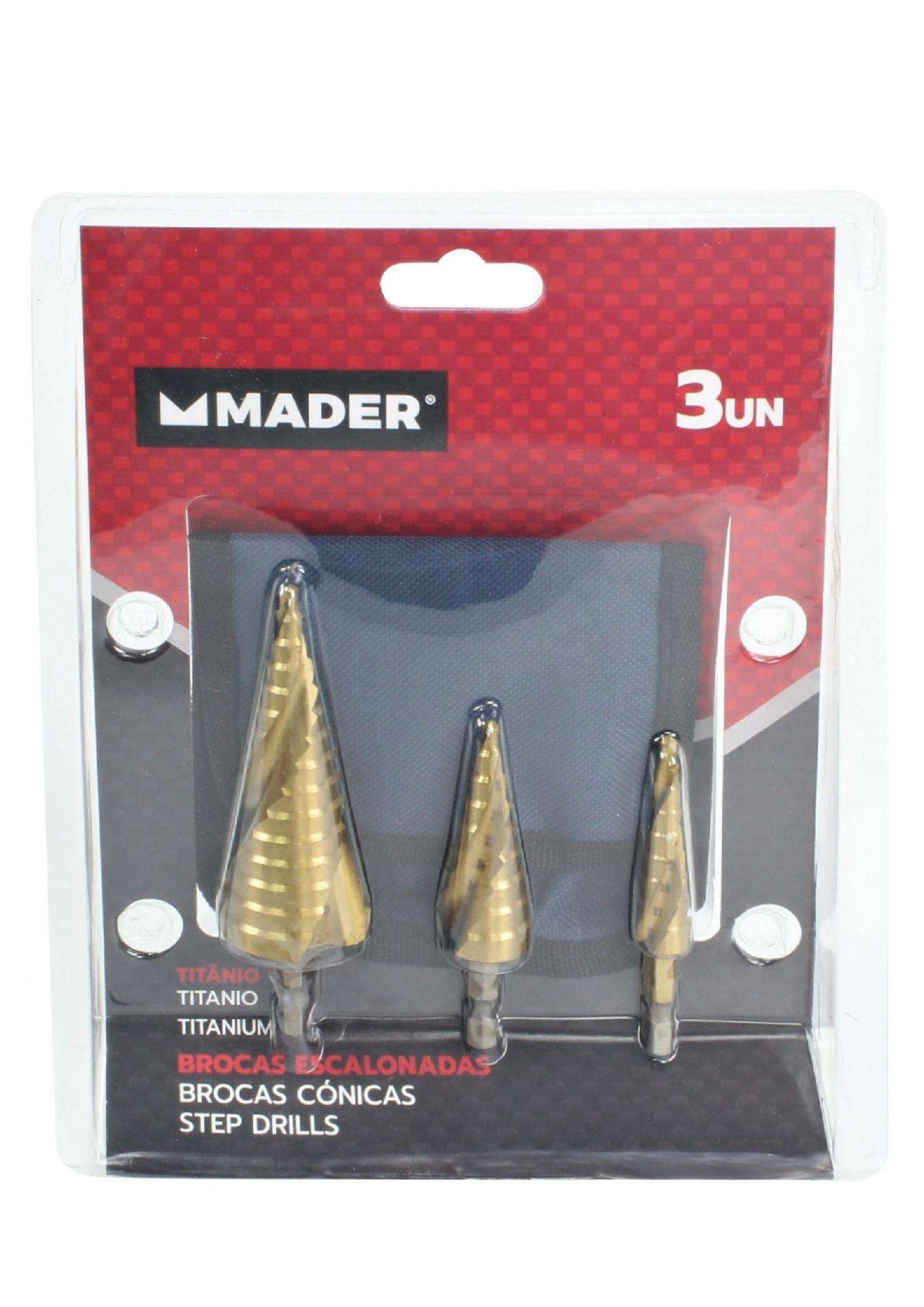 Broca Escalonada, Titânio, para Metais, 3Un refª 63424 MADER
