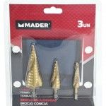 Broca Escalonada, Titânio, para Metais, 3Un refª 63424 MADER Broca Escalonada, Titânio, para Metais, 3Un refª 63424 MADER
