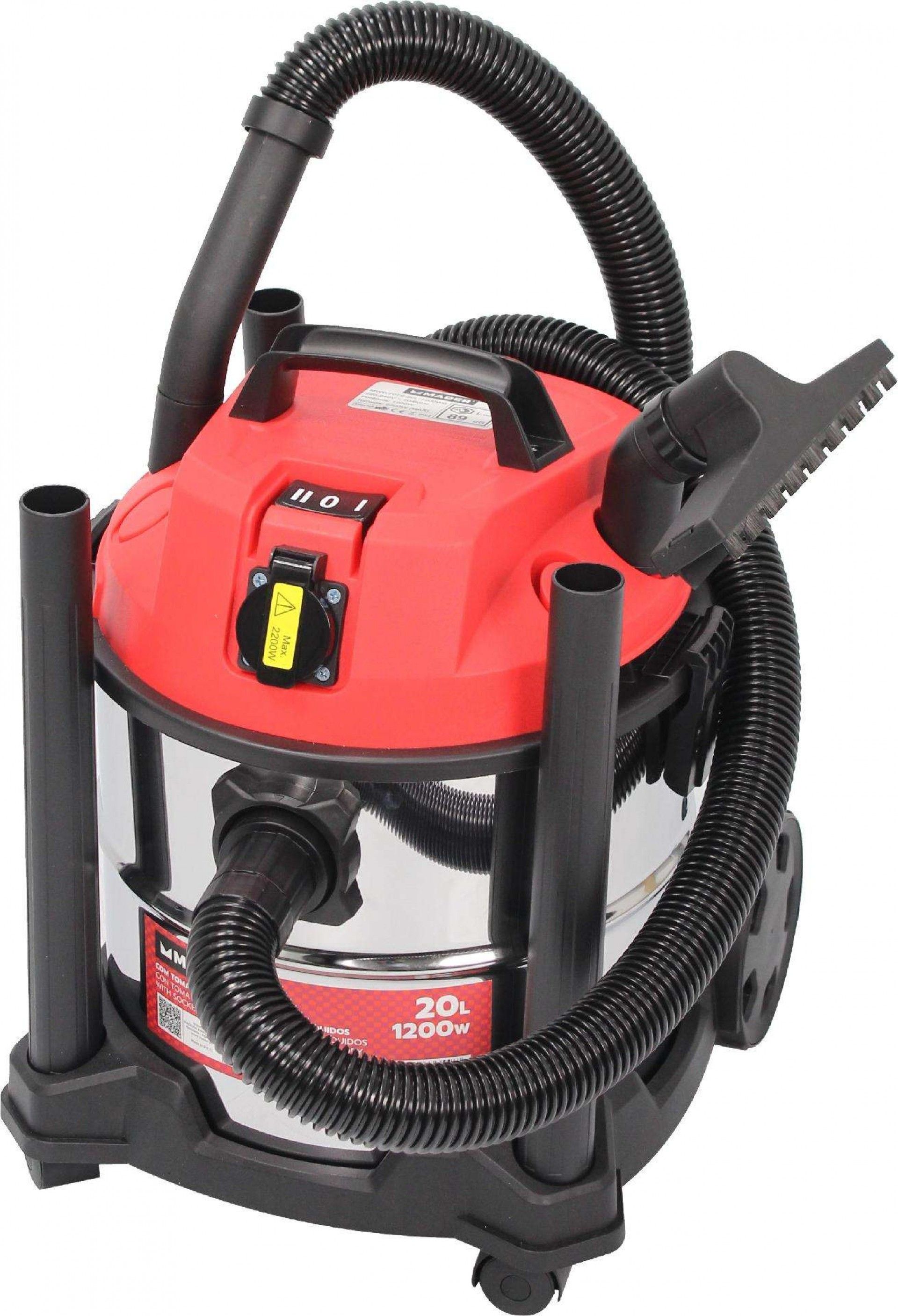 Aspirador Pó/Líquidos, Inox, 1200W, 20L refª 63349 MADER