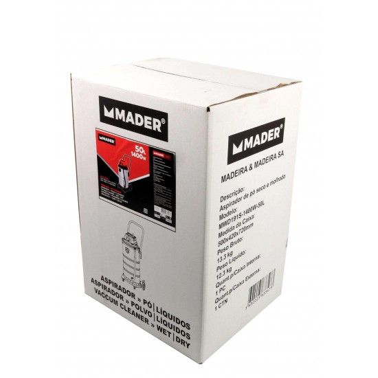 Aspirador Pó / Líquidos, 50L, 1400W refª 63347 MADER Aspirador Pó / Líquidos, 50L, 1400W refª 63347 MADER