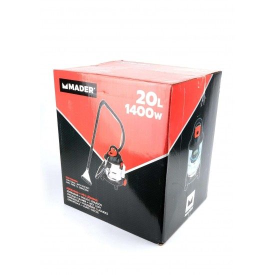 Aspirador Carpetes, Inox, 1400W, 20L ref 63346 MADER