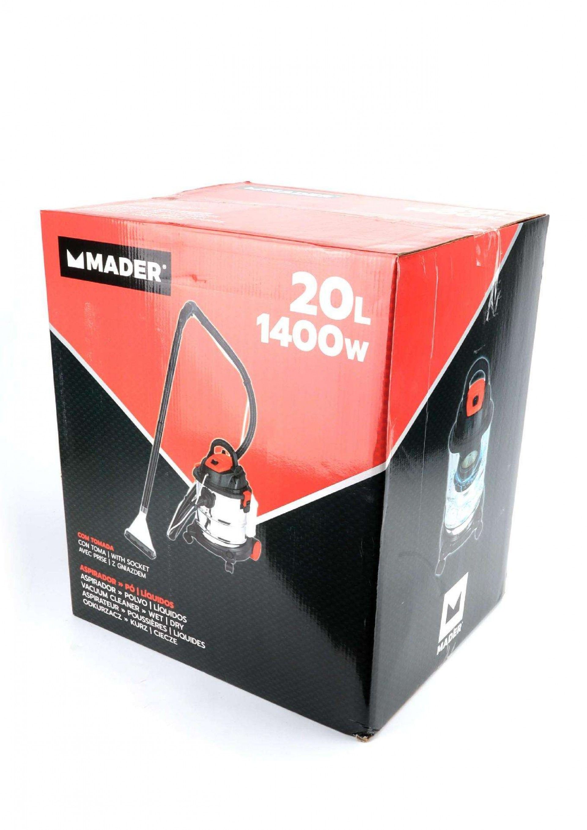 Aspirador Carpetes, Inox, 1400W, 20L refª 63346 MADER