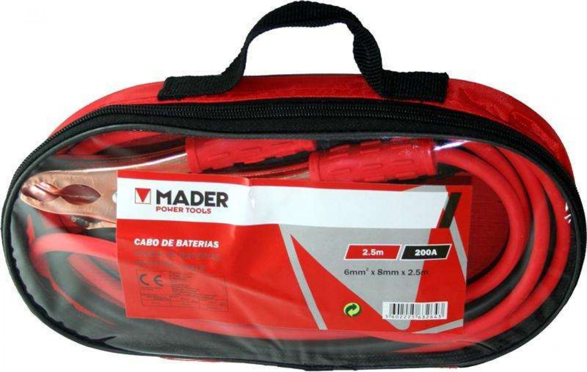 Cabos de Bateria, 200A, 2.5m, 6mm2x8mm refª 63264 MADER