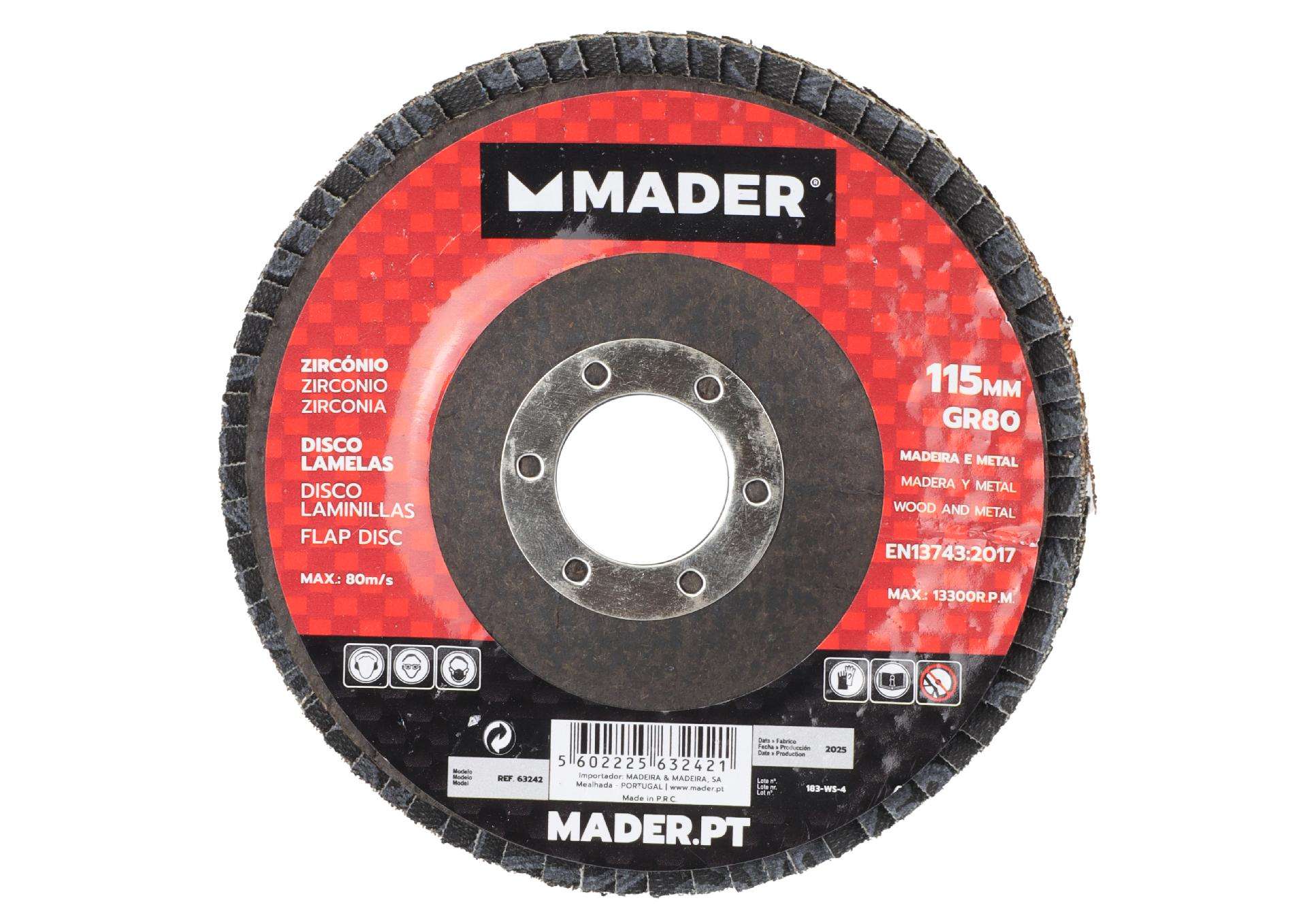 Disco Lamelas, Zircónio, 115mm, GR80 refª 63242 MADER